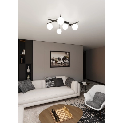 Lampa sufitowa  SMART 5 BLACK/OPAL 1103/5 EMIBIG