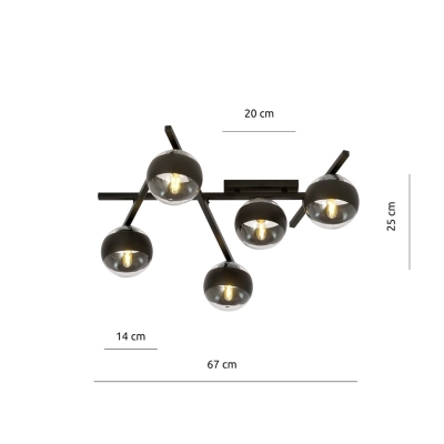 Lampa sufitowa  SMART 5 BLACK/STRIPE 1105/5 EMIBIG