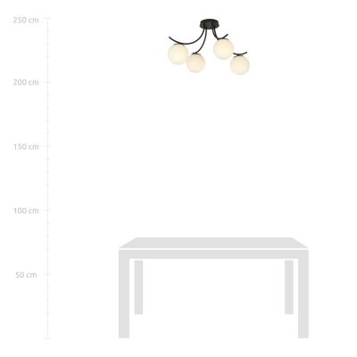 Lampa sufitowa  BOSTON 4 BLACK/OPAL 1109/4 EMIBIG