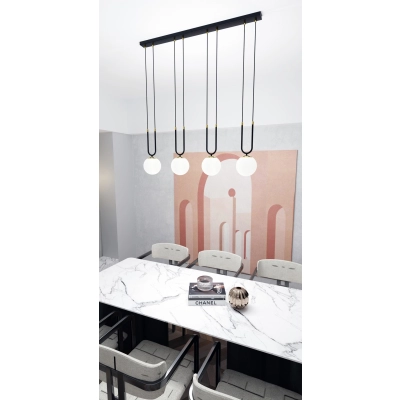 Lampa wisząca GLAM 4 BLACK/OPAL 1112/4 EMIBIG