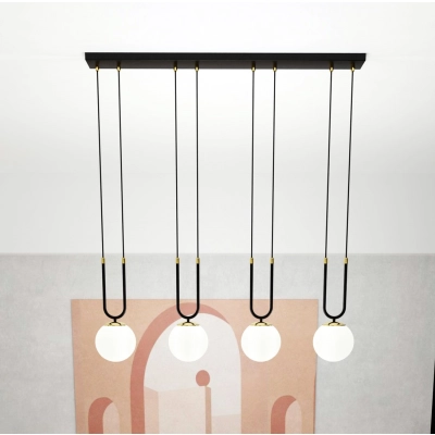 Lampa wisząca GLAM 4 BLACK/OPAL 1112/4 EMIBIG