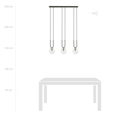 Lampa wisząca GLAM 3 BLACK/TRANSPARENT 1114/3 EMIBIG