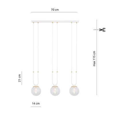 Lampa wisząca GLAM 3 WHITE/TRANSPARENT 1116/3 EMIBIG