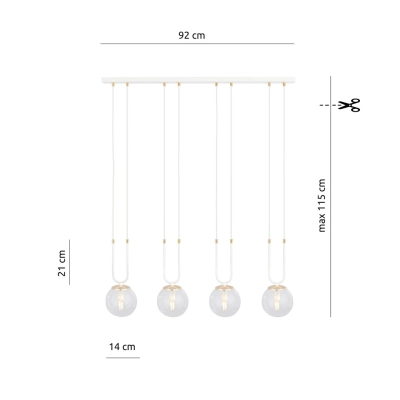 Lampa wisząca GLAM 4 WHITE/TRANSPARENT 1116/4 EMIBIG