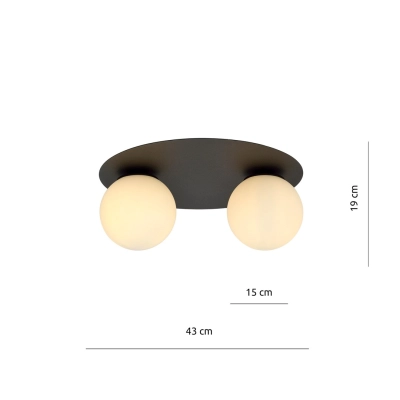 Lampa sufitowa  SOLAR 2 BLACK/OPAL 1127/2 EMIBIG