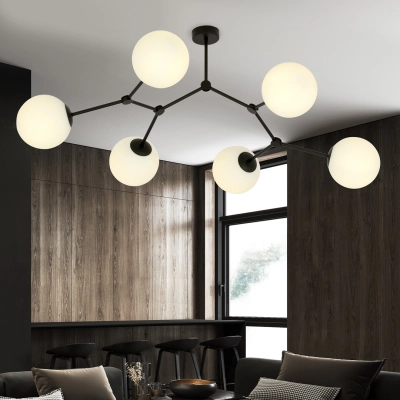 Lampa sufitowa  SPACE 6 BLACK/OPAL 1133/6 EMIBIG