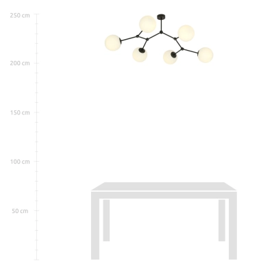 Lampa sufitowa  SPACE 6 BLACK/OPAL 1133/6 EMIBIG