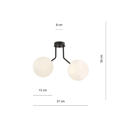 Lampa sufitowa  NOVA 2 BLACK/OPAL  1138/2 EMIBIG
