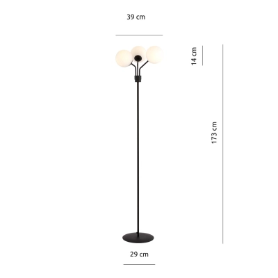 Lampa podłogowa NOVA LP3 BLACK/OPAL 1138/LP3 EMIBIG