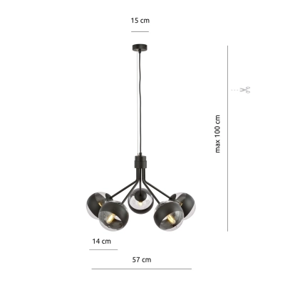 Lampa wisząca NOVA 5 BLACK/STRIPE 1139/5 EMIBIG
