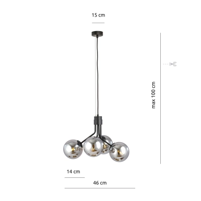 Lampa wisząca NOVA 4 BLACK/GRAFIT 1140/4 EMIBIG