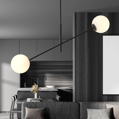 Żyrandol LINEAR 2 BLACK/OPAL 1169/2 EMIBIG