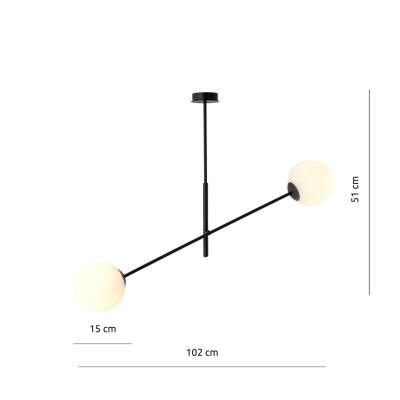 Żyrandol LINEAR 2 BLACK/OPAL 1169/2 EMIBIG