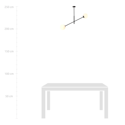 Żyrandol LINEAR 2 BLACK/OPAL 1169/2 EMIBIG