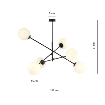 Żyrandol LINEAR 6 BLACK/OPAL 1169/6 EMIBIG
