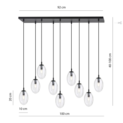 Lampa wisząca ASTRAL 9 BL TRANSPARENT 1265/9 EMIBIG