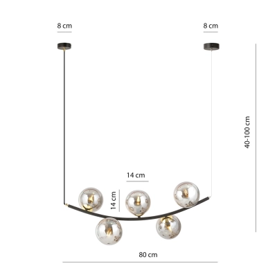 Lampa wisząca RITZ 5 BL GRAFIT 1297/5 EMIBIG