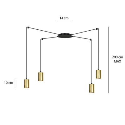 Lampa wisząca  TRAKER 4 BL/GOLD 526/4 EMIBIG