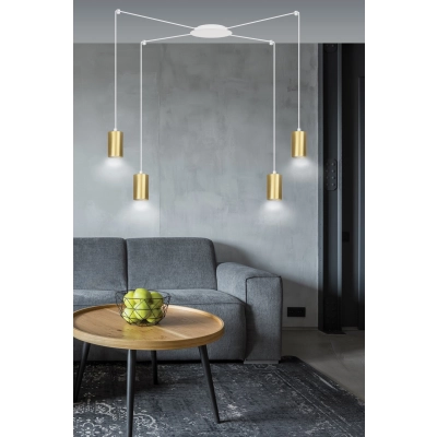 Lampa wisząca  TRAKER 4 WH/GOLD 527/4 EMIBIG