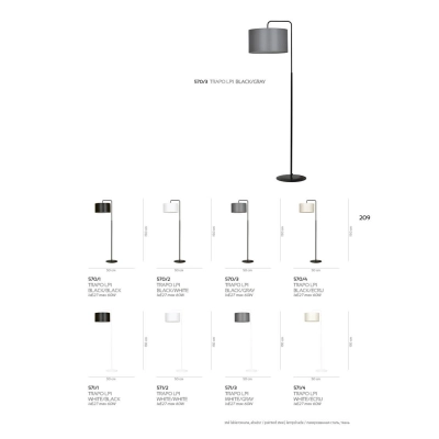 Lampa podłogowa TRAPO LP1 BL GRAY 570/3 EMIBIG
