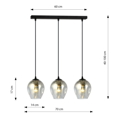Lampa wisząca  ISTAR 3 BL GRAFIT 680/3 EMIBIG
