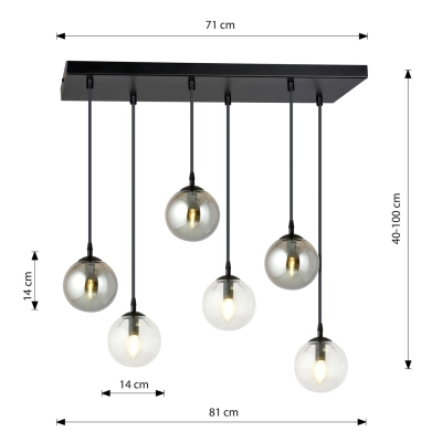Lampa wisząca  COSMO 6 BL MIX2 714/6M2 EMIBIG