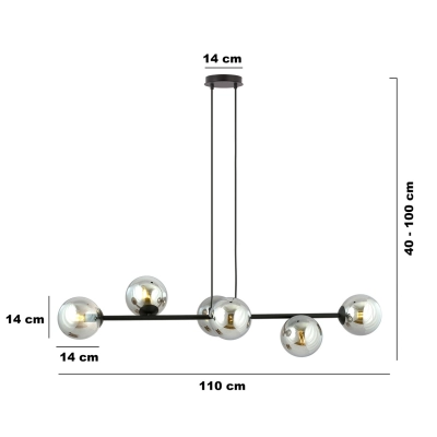 Lampa wisząca  ROSSI 6 BL GRAFIT 875/6 EMIBIG