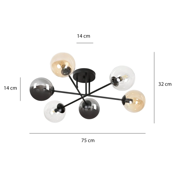 Lampa sufitowa  BRENDI 6B BL MIX 2 834/6B2 EMIBIG