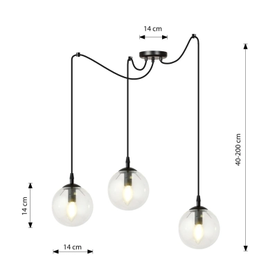 Lampa wisząca  GIGI 3 BL TRANSPARENT 936/3 EMIBIG
