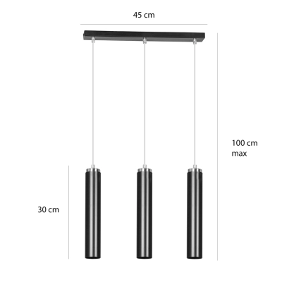 Lampa wisząca LUNA 3 BLACK 956/3 EMIBIG
